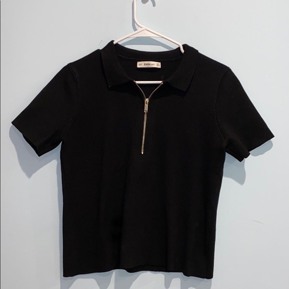ZARA KNIT polo shirt with zipper 🦋 NWOT